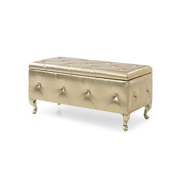 AC Pacific Gold Crystal Tufted Storage Bench
