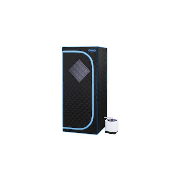 Cesicia 1-Person Black Full Size Portable Steam Sauna Tent with Steam Generator, Remote Control and Foldable Chair