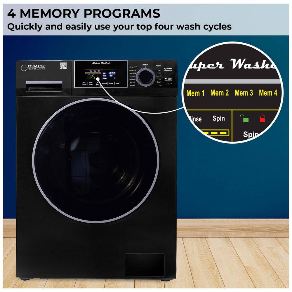Equator Black 1.62 cu.ft. Front Load Washer with 16 Programs
