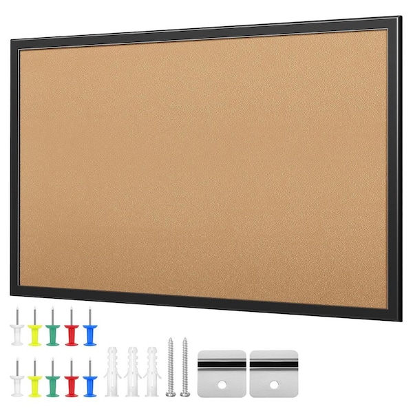 Afoxsos 18 x 24 Rectangular Cork Board Wooden Frame Self-Healing Durable Easy Installation for Office Home School