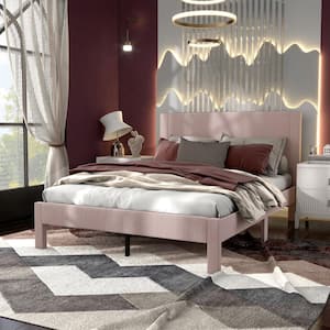 Roco Pink Wood Upholstered Velvet Frame Queen Platform Bed With Sal Kit