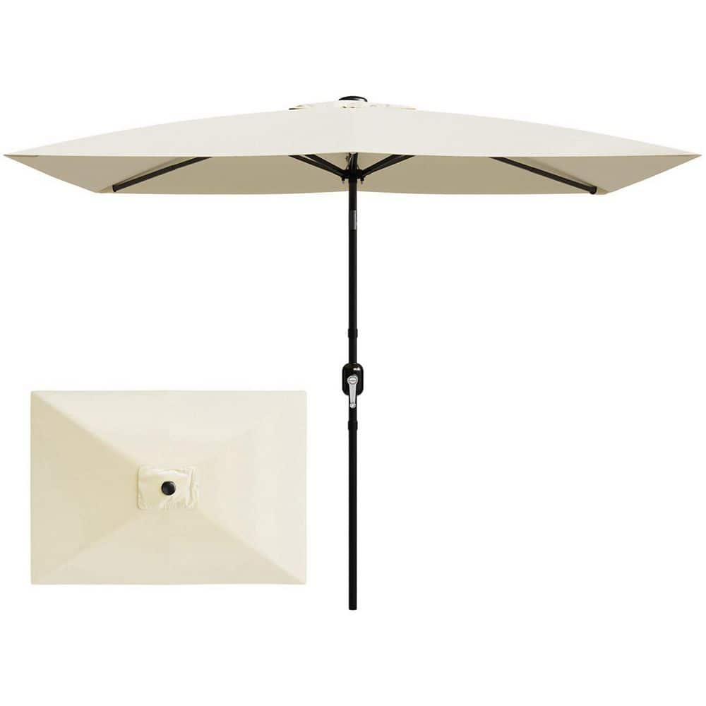 10 ft. x 6.5 ft. Rectangular Market Patio Umbrella with Crank Lift and Dual-Direction Tilt in Beige price history on PriceWatchPro