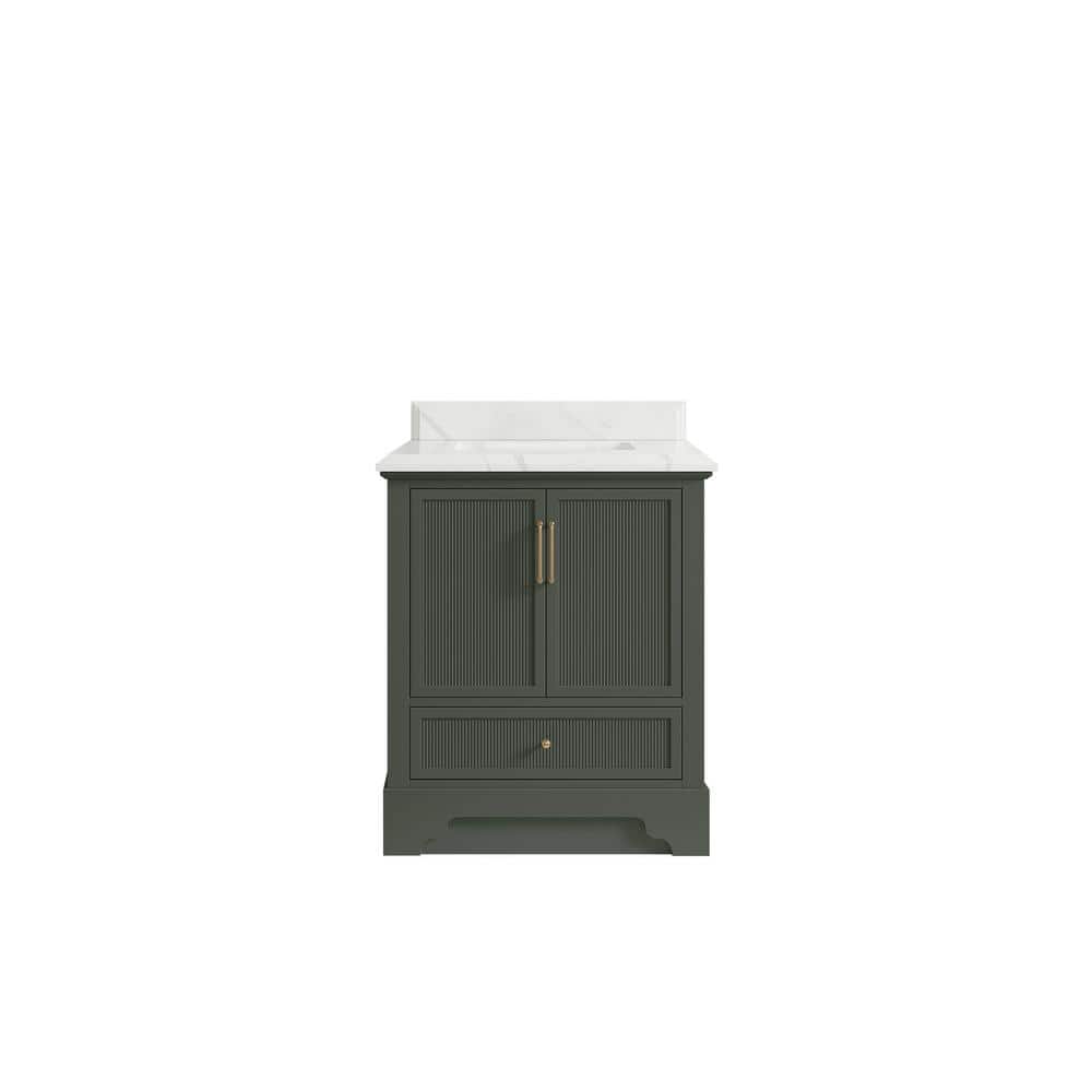 Alys 30 in. W x 22 in. D x 36 in. H Single Sink BathVanity Center in Pewter Green with 1.5 in. Calacatta Laza Quartz Top price history on PriceWatchPro