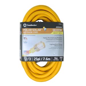 25 ft. 12/3 SEOOW Yellow Polar/Solar Standard Extension Cord