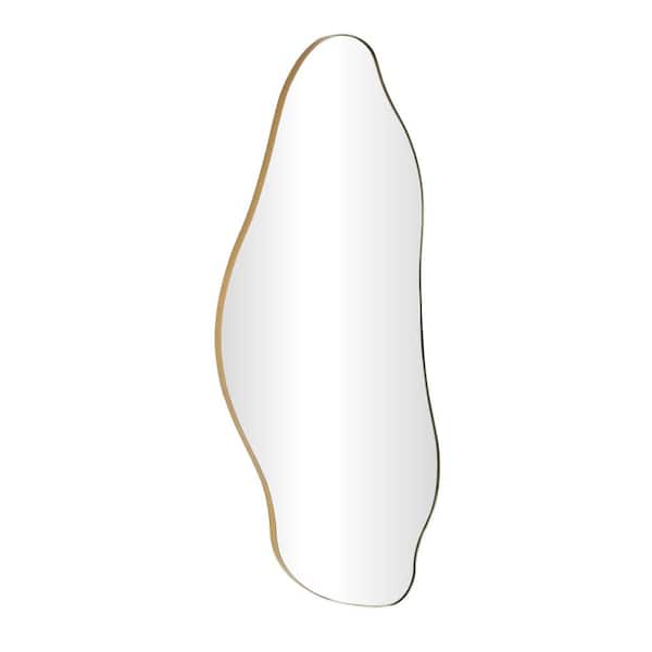 Litton Lane 48 in. x 20 in. Wavy Oval Framed Gold Wall Mirror