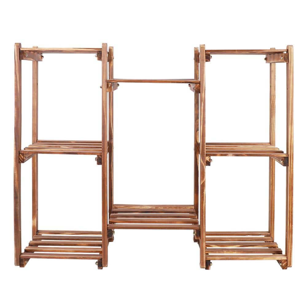 8 Tiers Plant Stand 27.6 in. Tall Wooden Planters Display Rack Shelf for Pa
