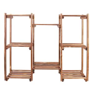 8 Tiers Plant Stand 27.6 in. Tall Wooden Planters Display Rack Shelf for Patio Lawn Garden Decor