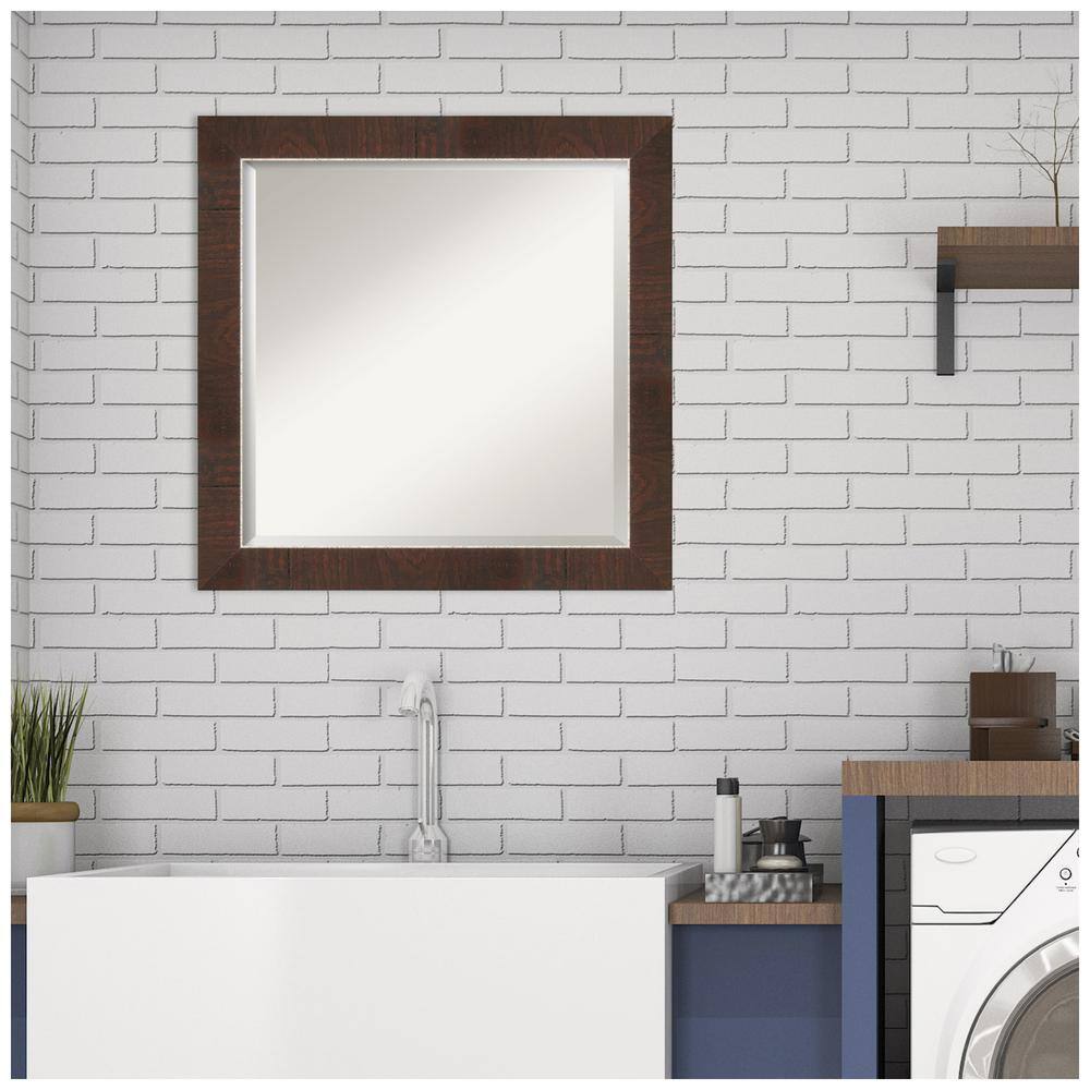Wildwood Brown and Silver Narrow Framed Rectangular Bathroom Mirror