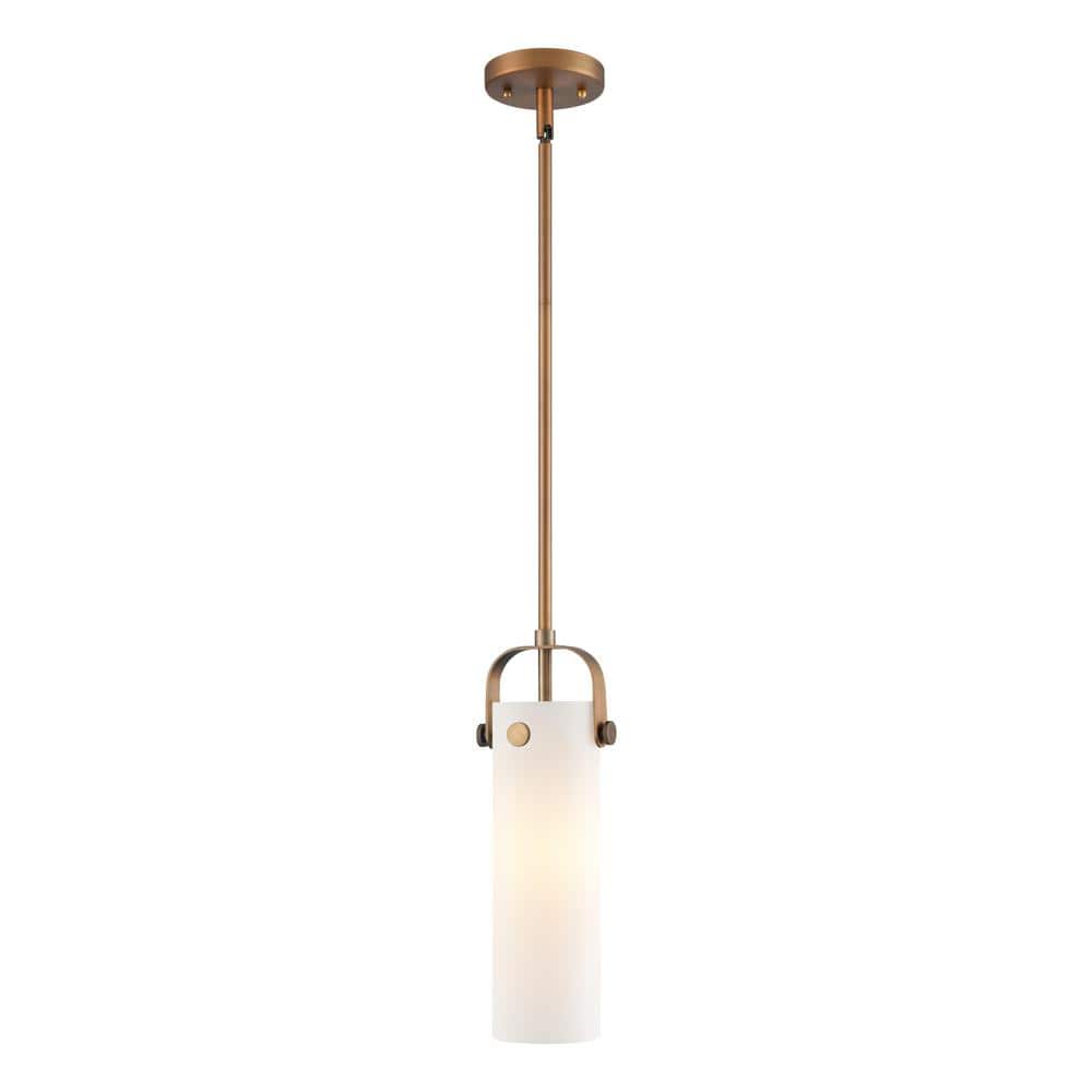Pilaster II 14.5" Brushed Brass Cylinder Pendant with Glass