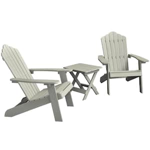 Lanier Classic Outdoor Light Gray Plastic Adirondack Chair (2-Pack) with A Side Table
