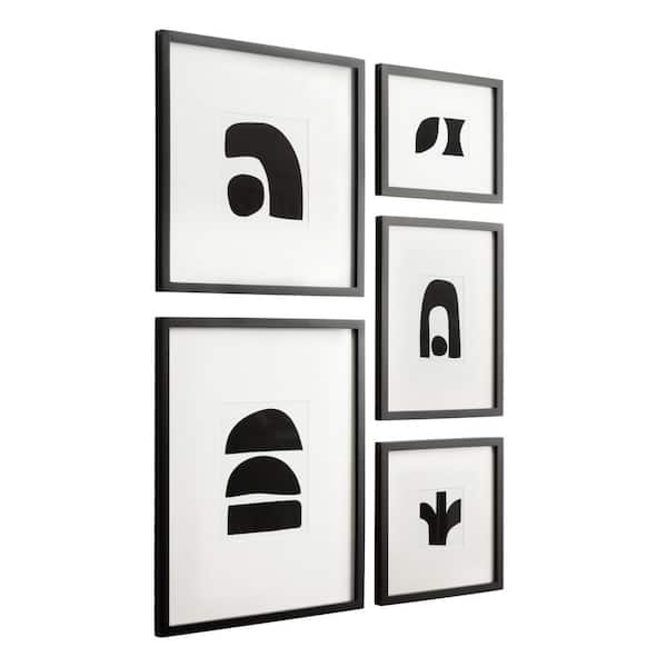 Kate and Laurel 5-Piece Gallery Black Framed Abstract Art Set 21 in. x 17 in.