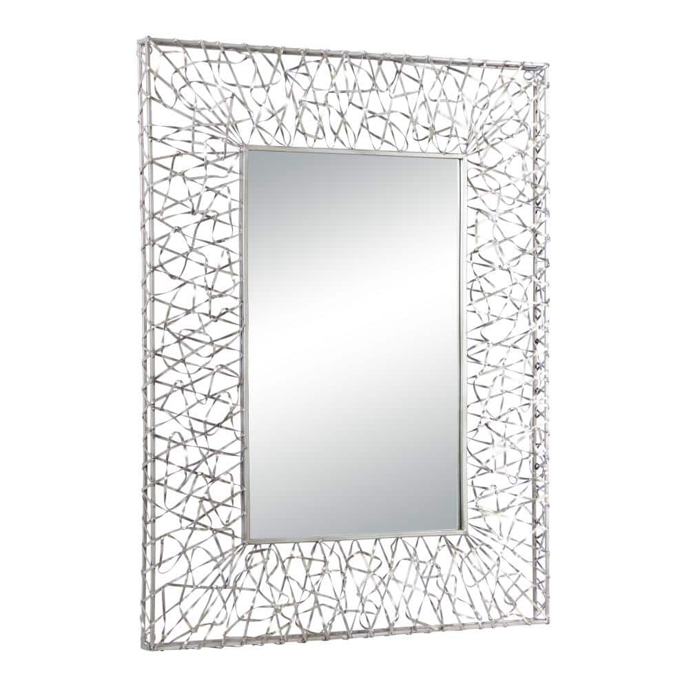 Silver Rectangular Full Length Iron Wall Mirror