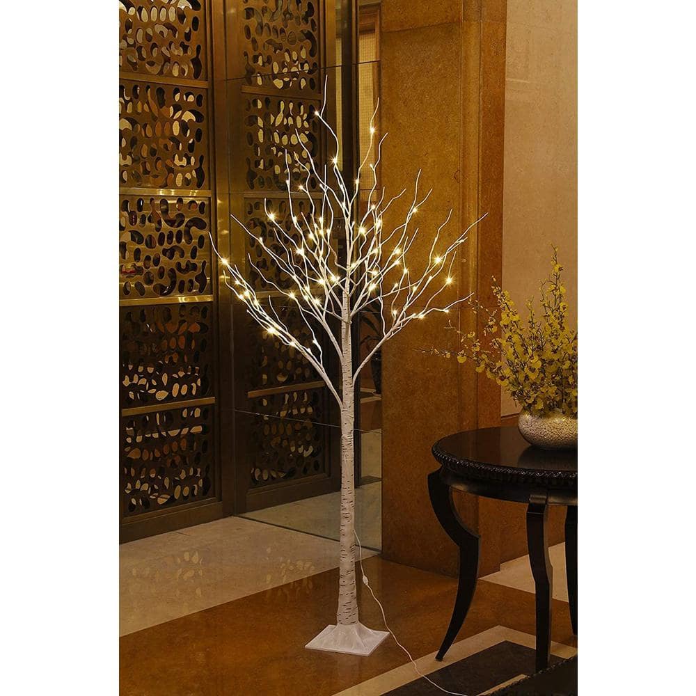 8-Foot Pre-Lit White Birch LED Christmas Tree Set