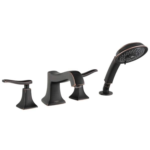 Hansgrohe Metris C 2-Handle Deck-Mount Roman Tub Faucet with Hand Shower in Rubbed Bronze