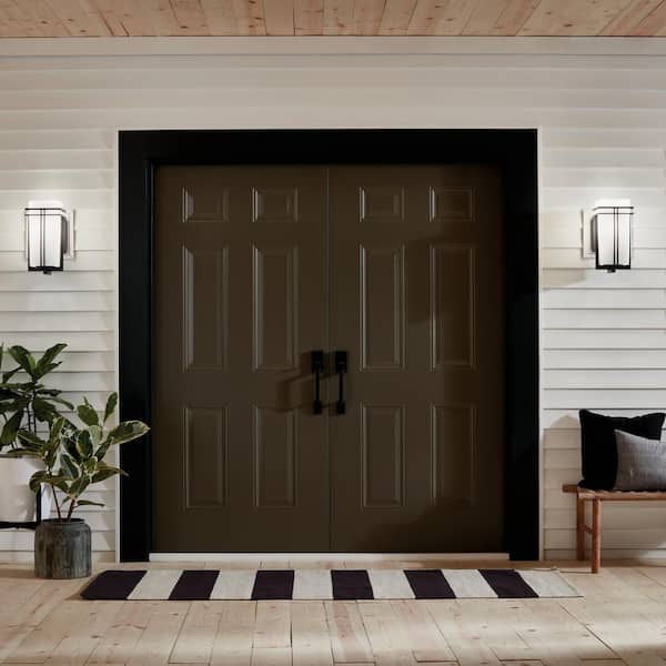 Tremillo 14.25 in. 1-Light Black Outdoor Hardwired Wall Lantern Sconce with No Bulbs Included (1-Pack)