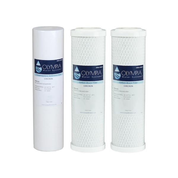 Olympia Water Systems 10 in. 3-Stage 5 Micron Replacement Pre-Filter Set (Stages 1-3) for Reverse Osmosis System