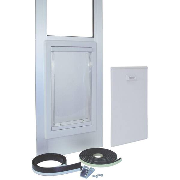 Ideal Pet S 10 5 In X 15 Large White Dog Patio Door Insert For 75 To 77 Tall Aluminum Sliding Glass 75patxlw Ideal Pet S Fast Fit Patio Door Extra Large 75 In White, Home Depot Sliding Dog Door