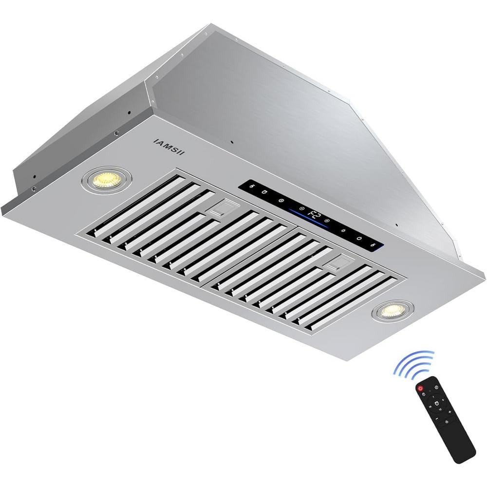 36 in. Convertible Insert Range Hood in Stainless Steel with Remote Control and Charcoal Filter