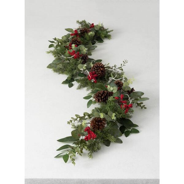 SULLIVANS 72 in. Black Ball Pine Unlit Artificial Christmas Garland,  Multicolored Christmas Garland GD1488 - The Home Depot