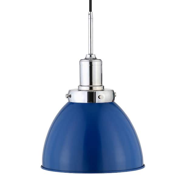 Meyer&Cross Madison 1-Light Blue and Polished Nickel Standard Pendant with Metal Shade