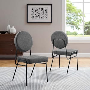 Craft Upholstered Fabric Dining Side Chairs - Set of 2 in Black Charcoal