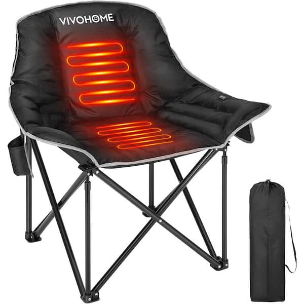 Outdoor Portable Folding Oversized Heated Camping Chair with 3 Levels of Heat for Maximum Comfort