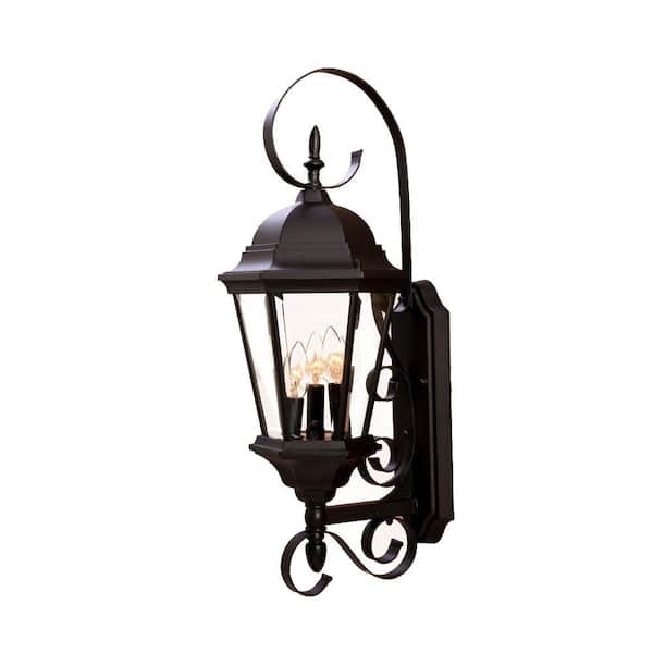 Acclaim Lighting New Orleans Collection 3-Light Matte Black Outdoor Wall Lantern Sconce