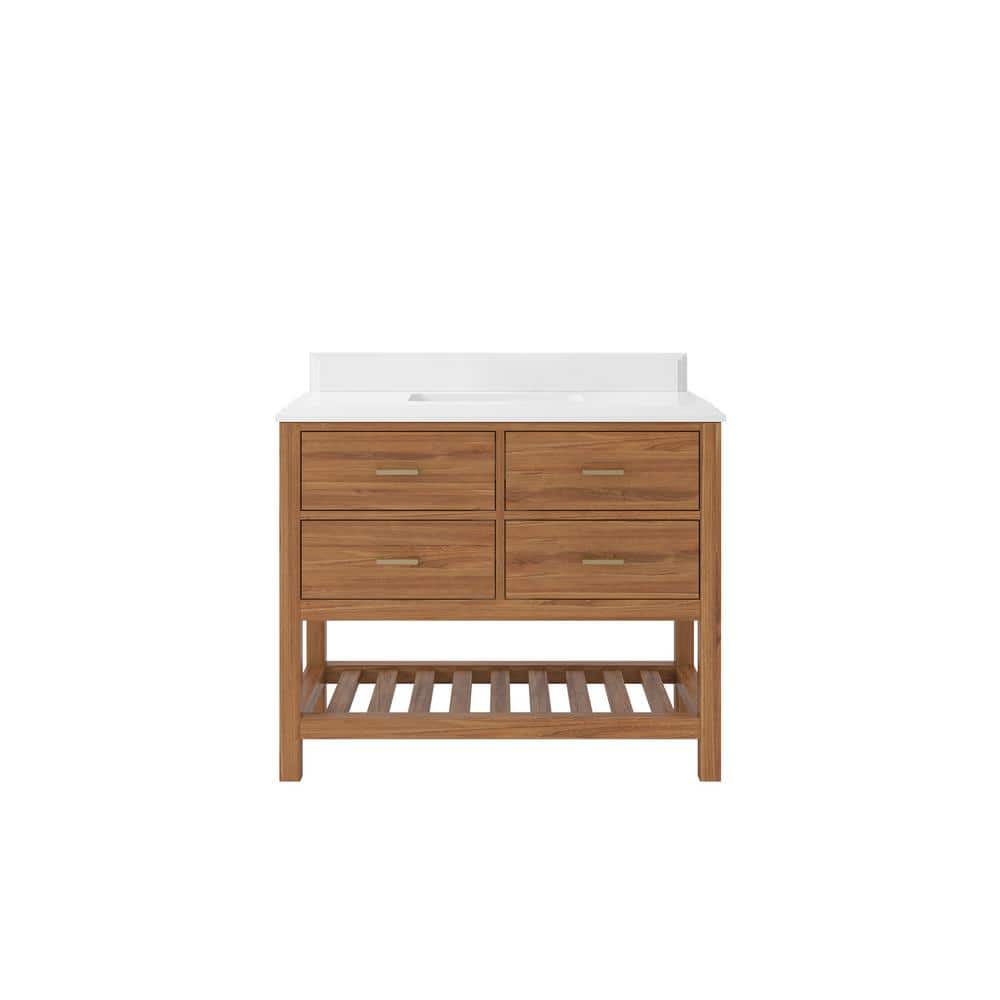 Parker Teak 42 in. W x 22 in. D x 36 in. H Single Sink Bath Vanity in Golden Teak with 1.5 in. White Qt. Top price history on PriceWatchPro