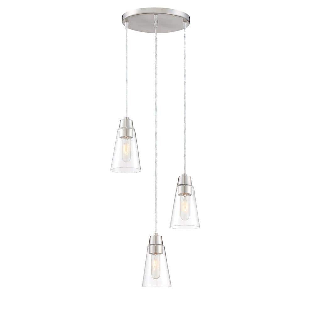 Echo Satin Platinum 3-Light Mini Pendant with Clear Glass
