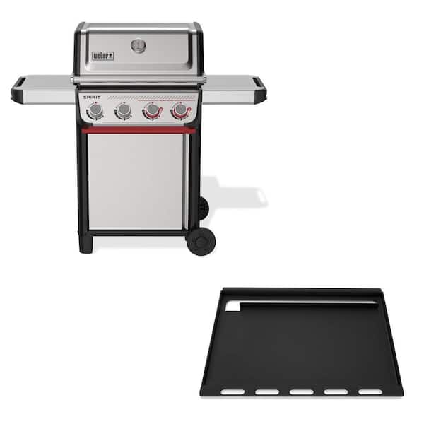 Spirit S-425 4-Burner Liquid Propane Gas Grill in Stainless Steel with Rust-Resistant Griddle Insert