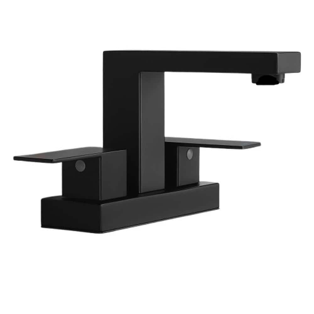 Commercial Metering Double Handle Bathroom Sink Faucet in Stainless Steel 1