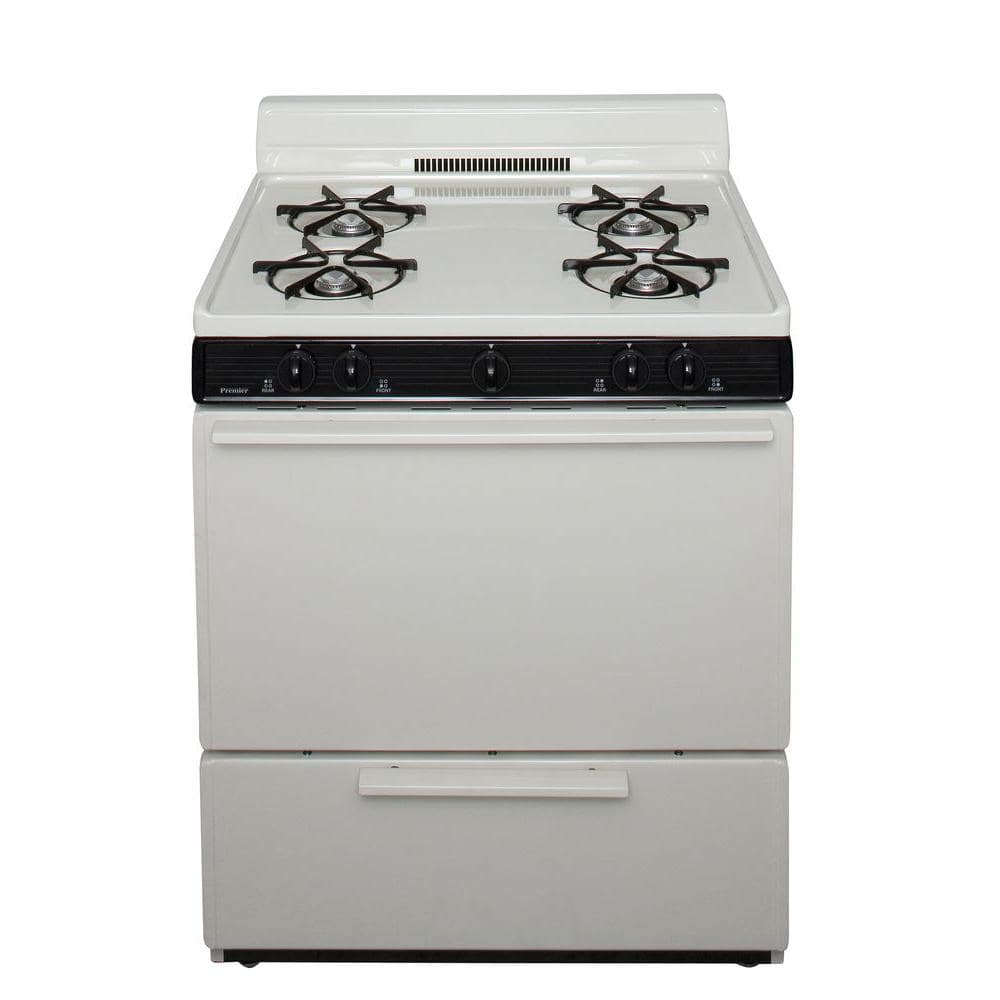 Premier 30 in. 3.91 cu. ft. Battery Spark Ignition Gas Range in Biscuit