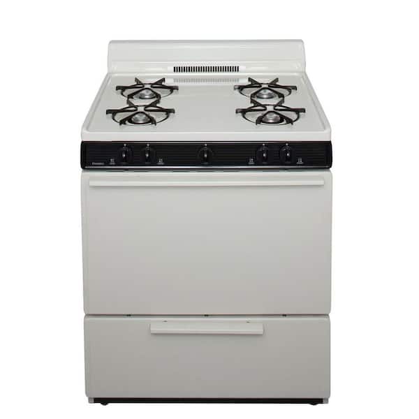 Unbranded 30 in. 3.91 cu. ft. Battery Spark Ignition Gas Range in Biscuit with Black trim