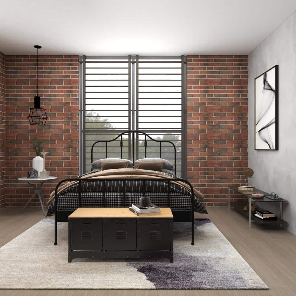 Industrial Charm Black and Cocoa Brown Storage Bench with 3 Drawers