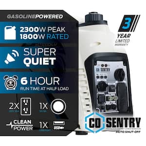 2,300-Watt/1,800-Watt Recoil Start Super Quiet Gasoline Powered Portable Inverter Generator with Advanced CO Shutoff