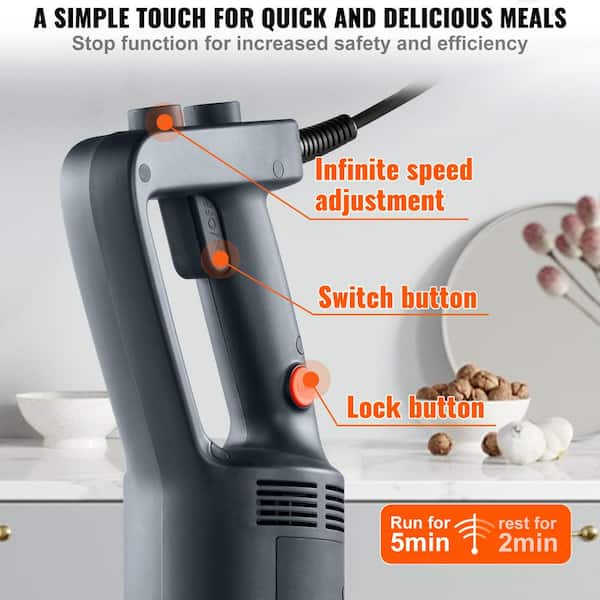 VBENLEM Commercial Immersion Blender 500W Power, Hand Held Mixer  with 19.7-Inch 304 Stainless Steel Removable Shaft, Electric Stick Blender  Variable Speed 4000-16000RPM : Home & Kitchen