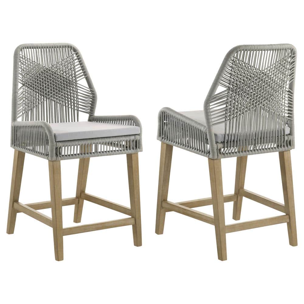 Nakia Dark Gray Woven Rope Back Counter Height Stools