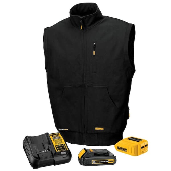 DEWALT Unisex Large Black 20-Volt/12-Volt MAX Heated Vest/Jacket Kit with 20-Volt Lithium-Ion MAX Battery and Charger