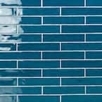 Newport Teal 2 in. x 10 in. x 11mm Polished Ceramic Subway Wall Tile (40 pieces / 5.38 sq. ft. / box)