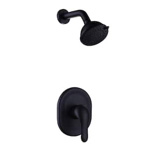 Single Handle 3-Spray Wall Mount Shower Faucet 2.1 GPM with Ceramic Disc Valves Brass Rain Shower System in Matte Black