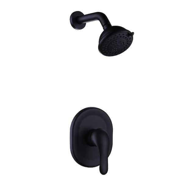 AIMADI Single Handle 3-Spray Wall Mount Shower Faucet 2.1 GPM with Ceramic Disc Valves Brass Rain Shower System in Matte Black