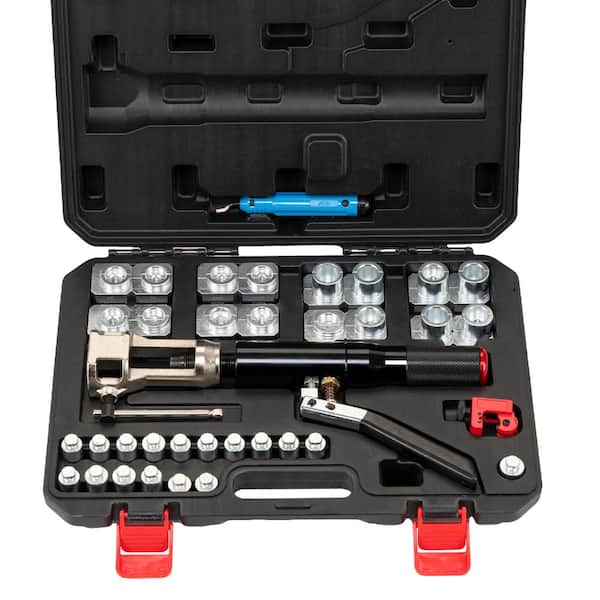 Hydraulic Brake Flaring Tool Kit,33 PCS,45° Flare for Copper & Stainless Steel Tubing,Automotive Brake Line Service