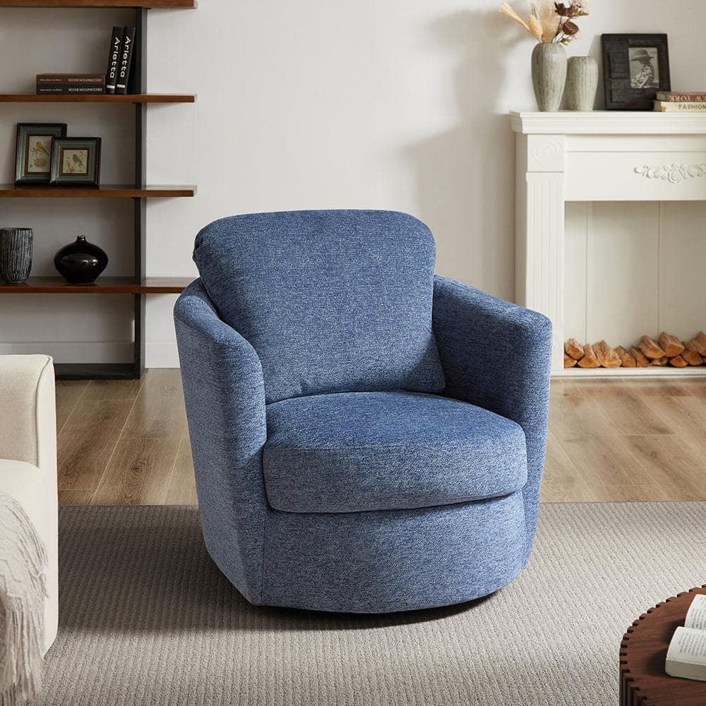 Lucky-Angel Ivina Stone Blue Corduroy Swivel Barrel Chair