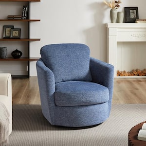 Ivina Stone Blue Corduroy Swivel Barrel Chair