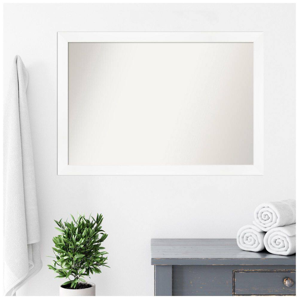 Large White Matte Wall Mounted Bathroom Mirror