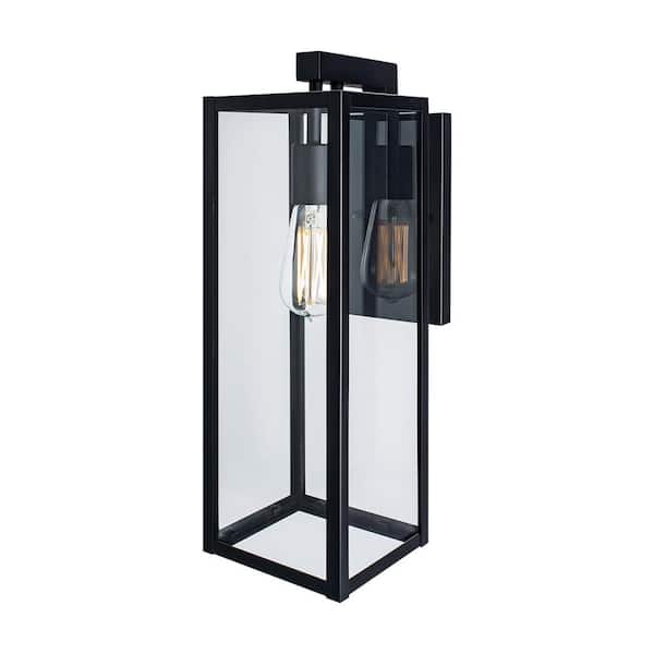 NORWELL Medium Capture 1-Light Matte Black Outdoor Wall Lantern Sconce
