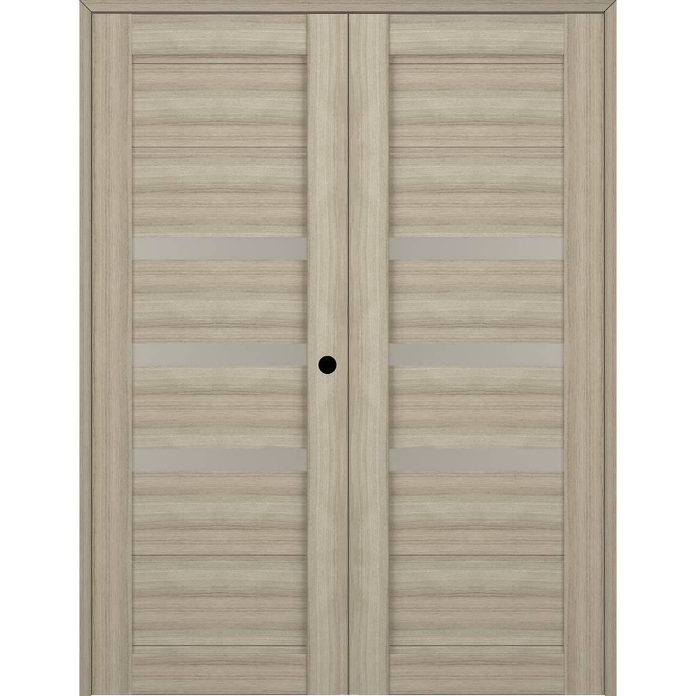Rita 60 in. x 80 in. Left Hand Active 3-Lite Frosted Glass Shambor Finished Wood Composite Double Prehung French Door price history on PriceWatchPro