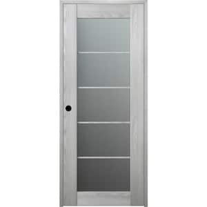 24 in. x 84 in. Vona Right-Hand Solid Composite Core 5-Lite Frosted Glass Ribeira Ash Wood Single Prehung Interior Door