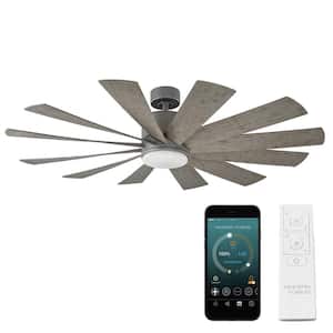 Windflower 60 in. Smart Indoor/Outdoor 12-Blade Ceiling Fan Graphite Weathered Grey with 3000K LED and Remote Control