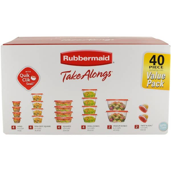 Rubbermaid Take Alongs Containers & Lids, Squares - 4 containers & lids